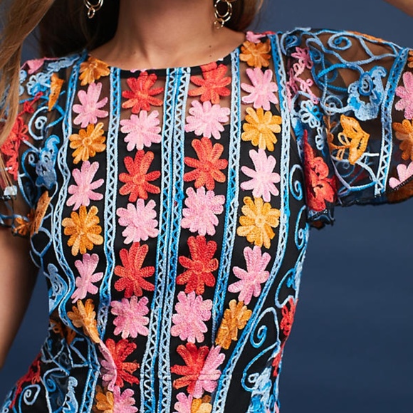 NWT ANTHROPOLOGIE Eva Ferrah Embroidered Dress - Picture 8 of 8